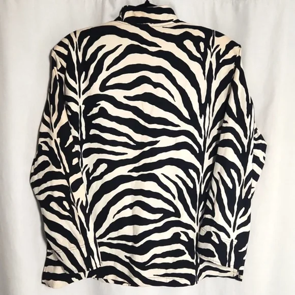 VTG Painted Pony Zebra Print Button Up 100% Cotton Blazer EUC!! Size Large - Picture 5 of 10